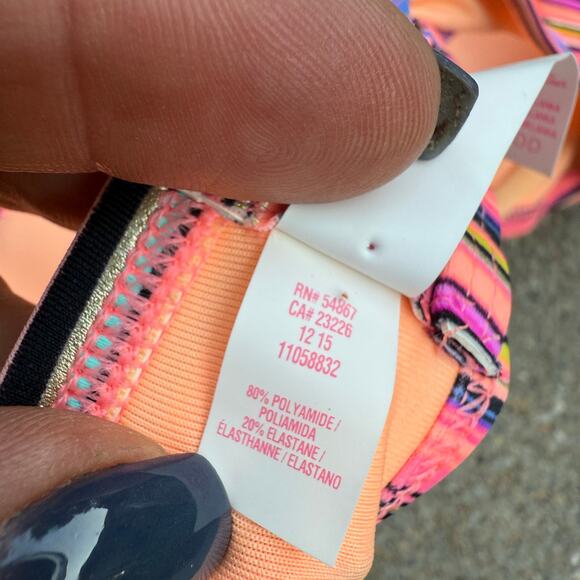 Victoria's Secret 34DD The Wrap Halter Bikini Top Pink Orange Purple Stripe - Picture 7 of 7